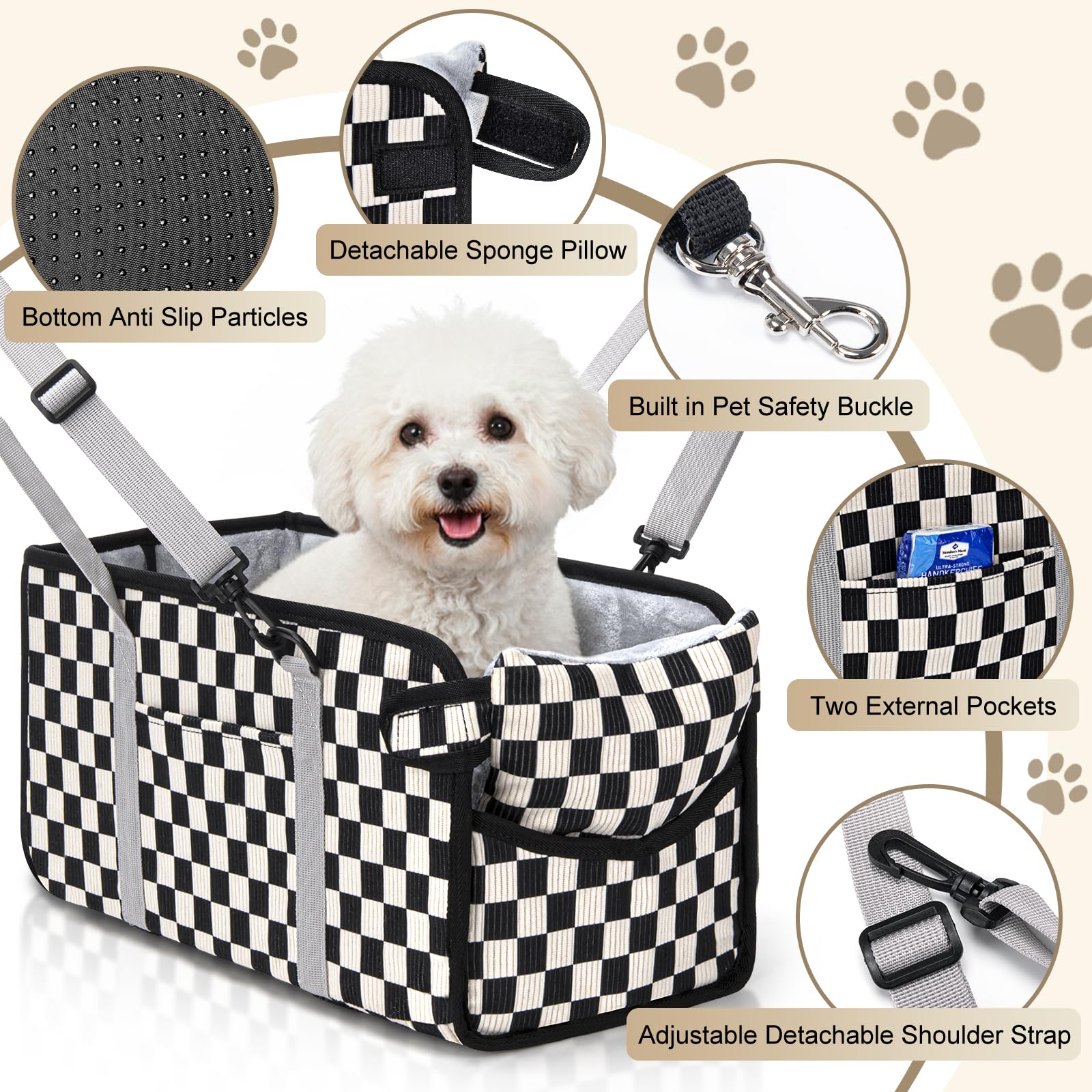 Ceinture de sécurité pour chien pour limiter les mouvements pendant la conduite.