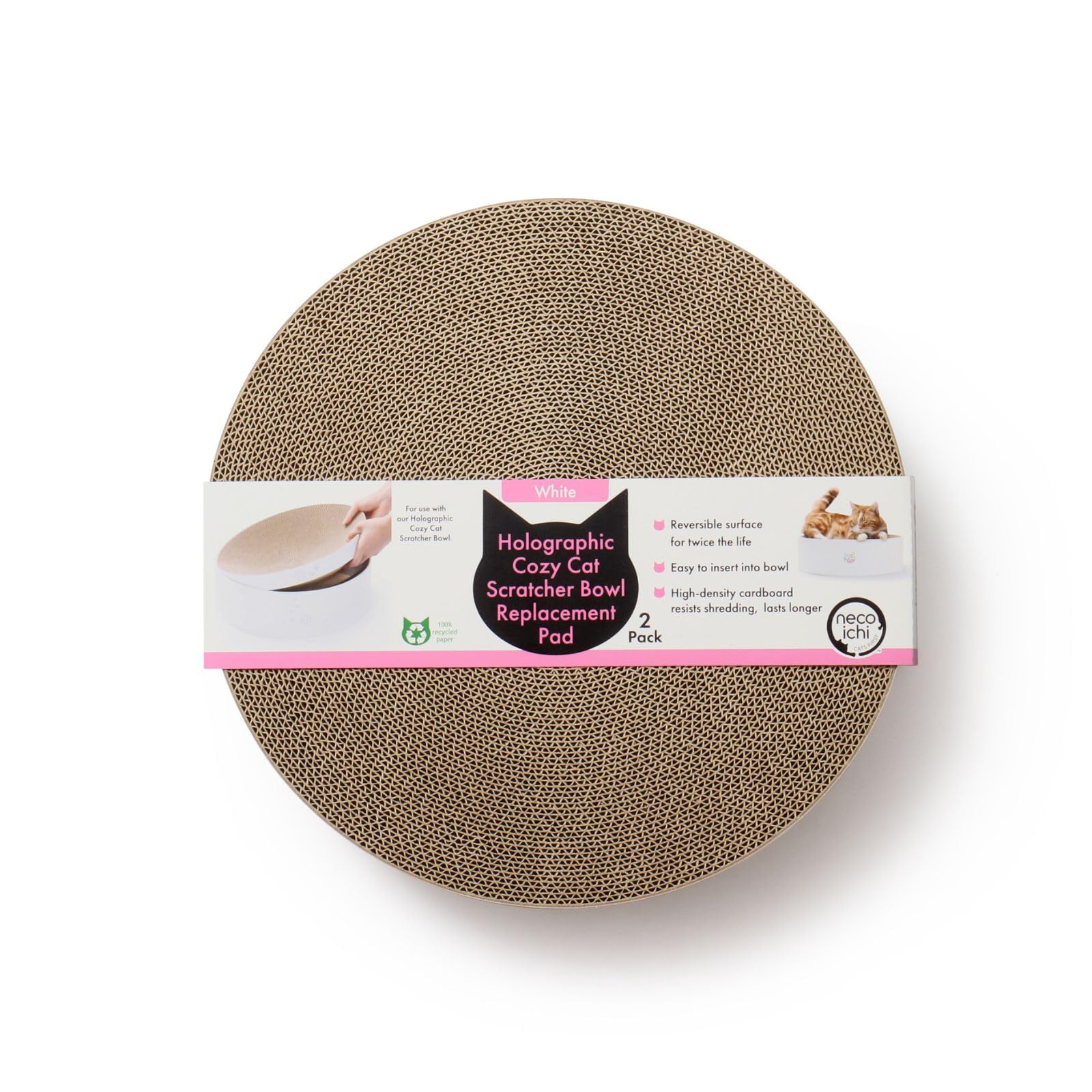 Necoichi bol-carton recyclable: version blanche hologramme chic.