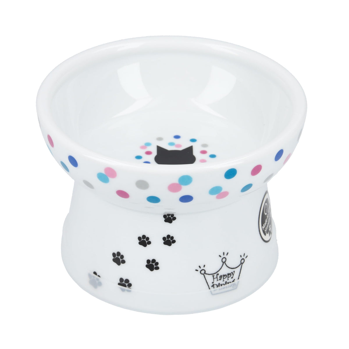 Necoichi bol-chat surleve avec points couleurs et confort moustaches
