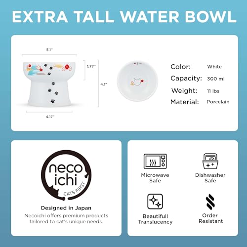 Necoichi bol élevé favorise hydratation et confort des chats.