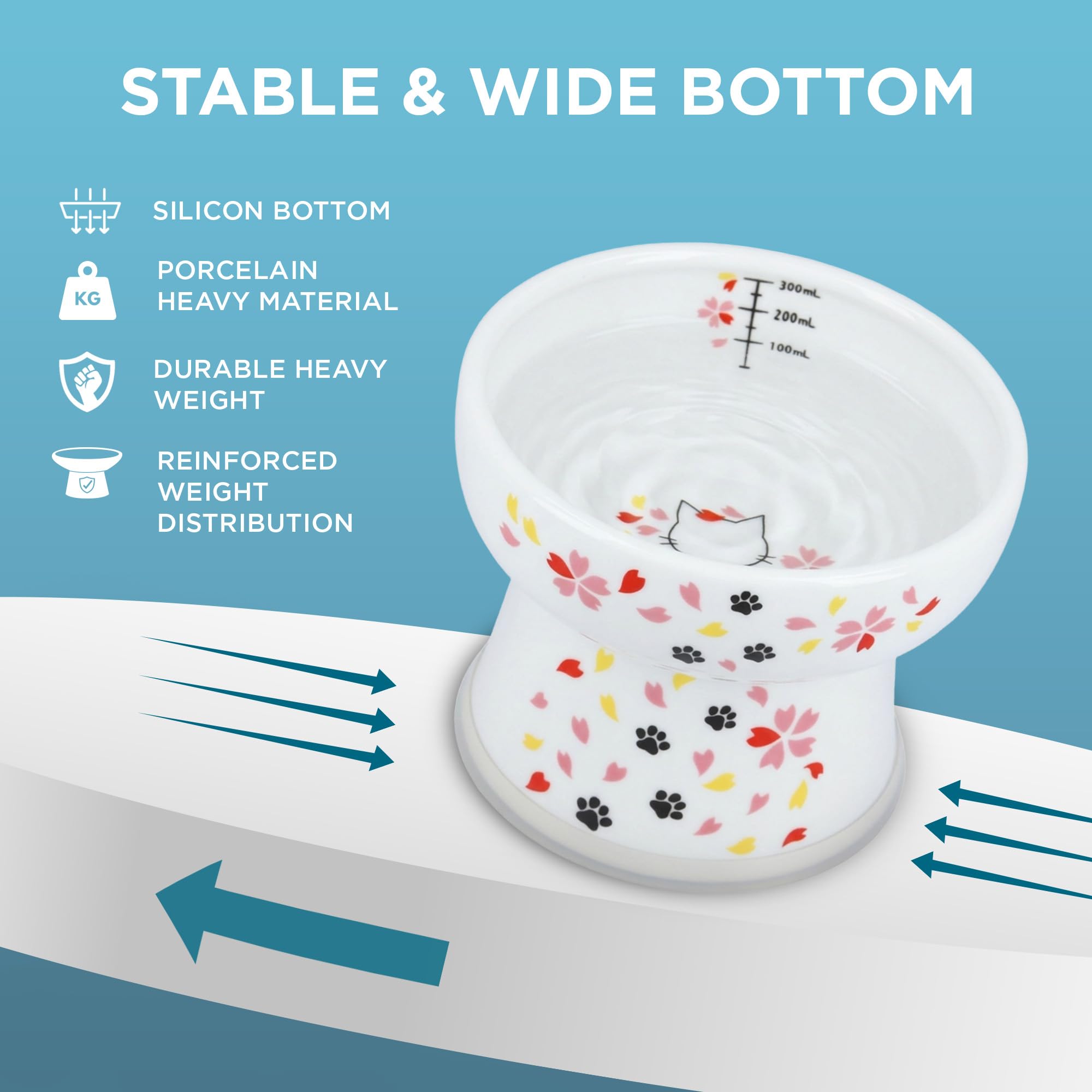 Necoichi bol élevé en porcelaine anneau silicone anti-dérapant.