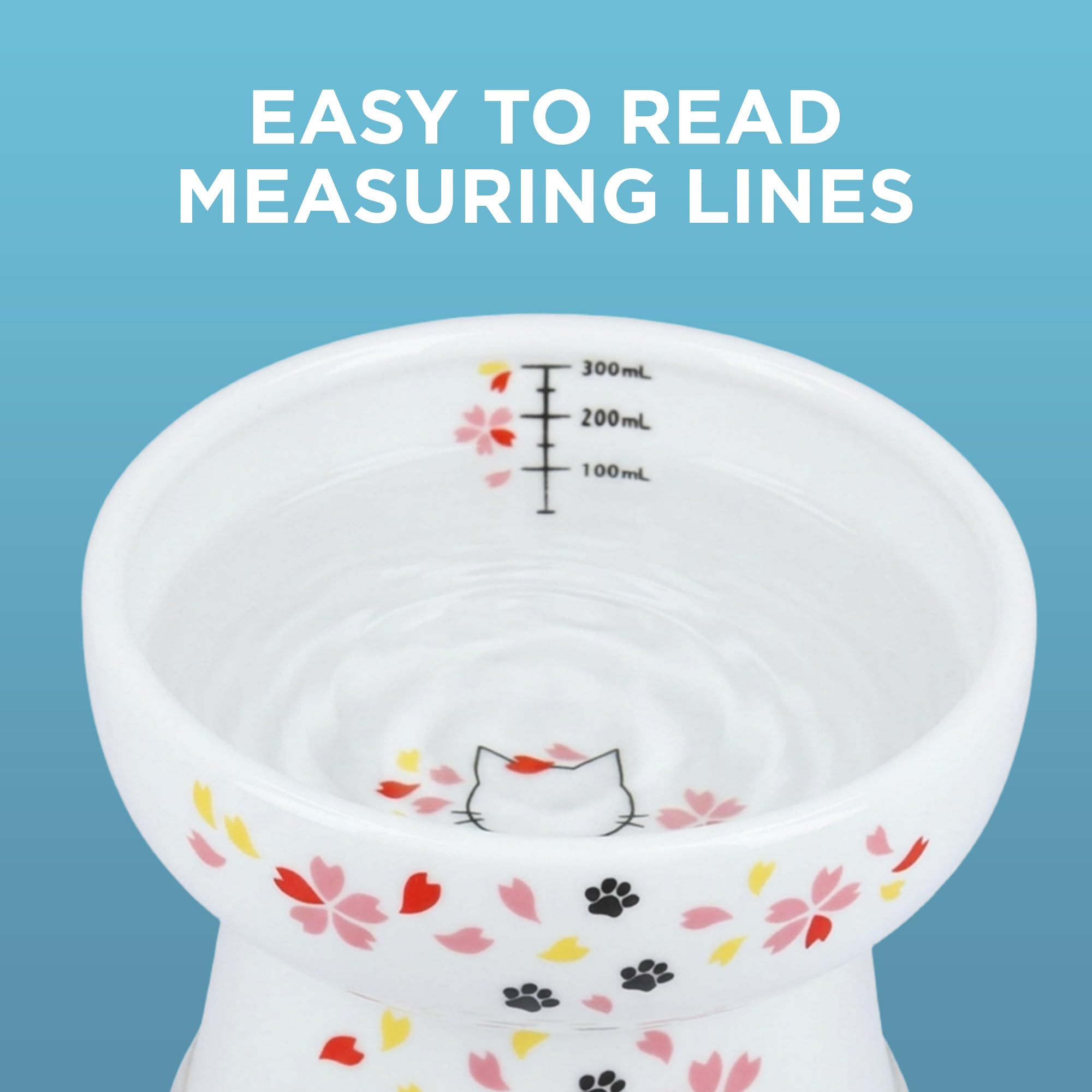 Necoichi bol élevé en porcelaine anti-renversement, évite les éclaboussures.