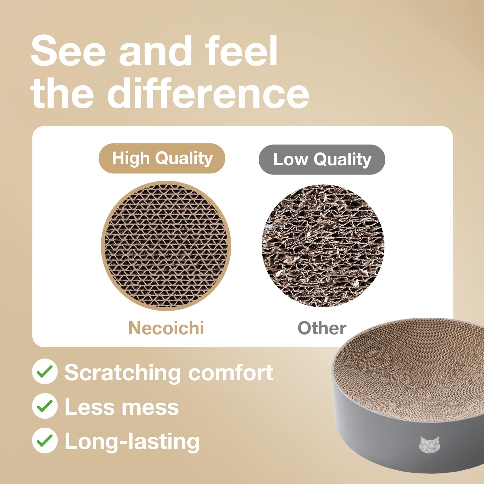 Necoichi bol-grattoir design moderne: silhouette de chat intégrée pour un look contemporain.