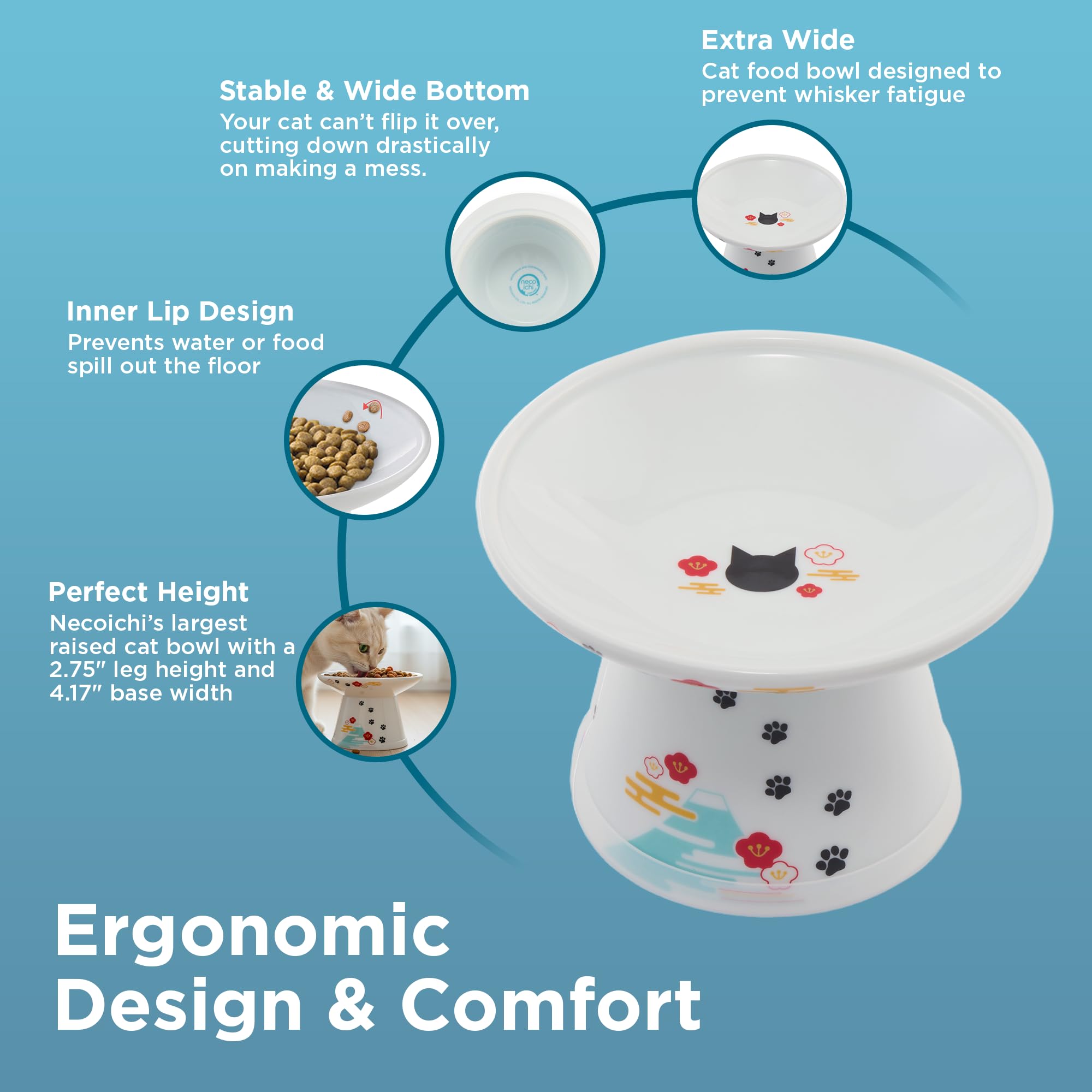 Necoichi bol en porcelaine sans plomb, micro-ondes et lave-vaisselle.