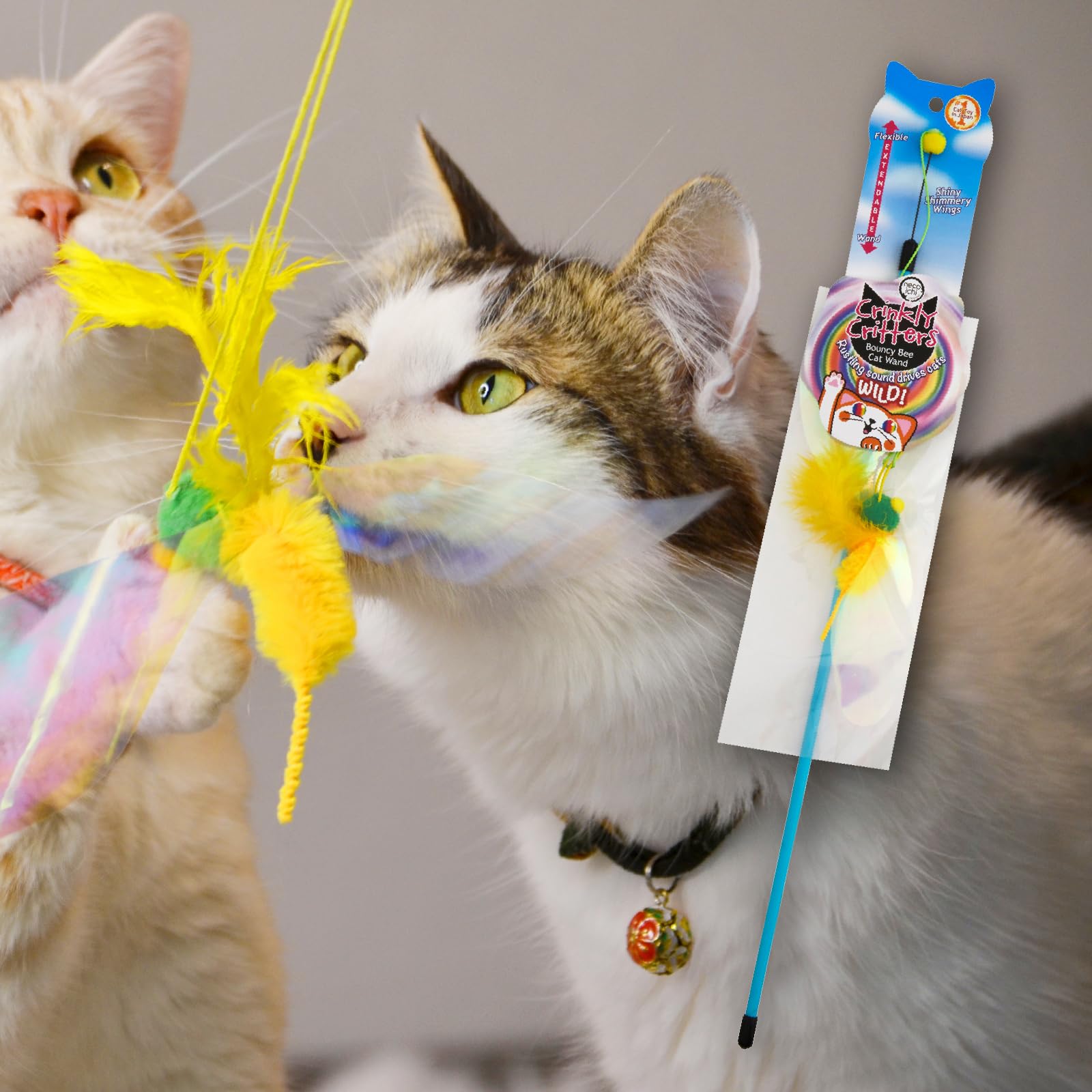 NECOICHI Crinkly Critters Tige-Jouet Balancement, encourage l'exercice quotidien.