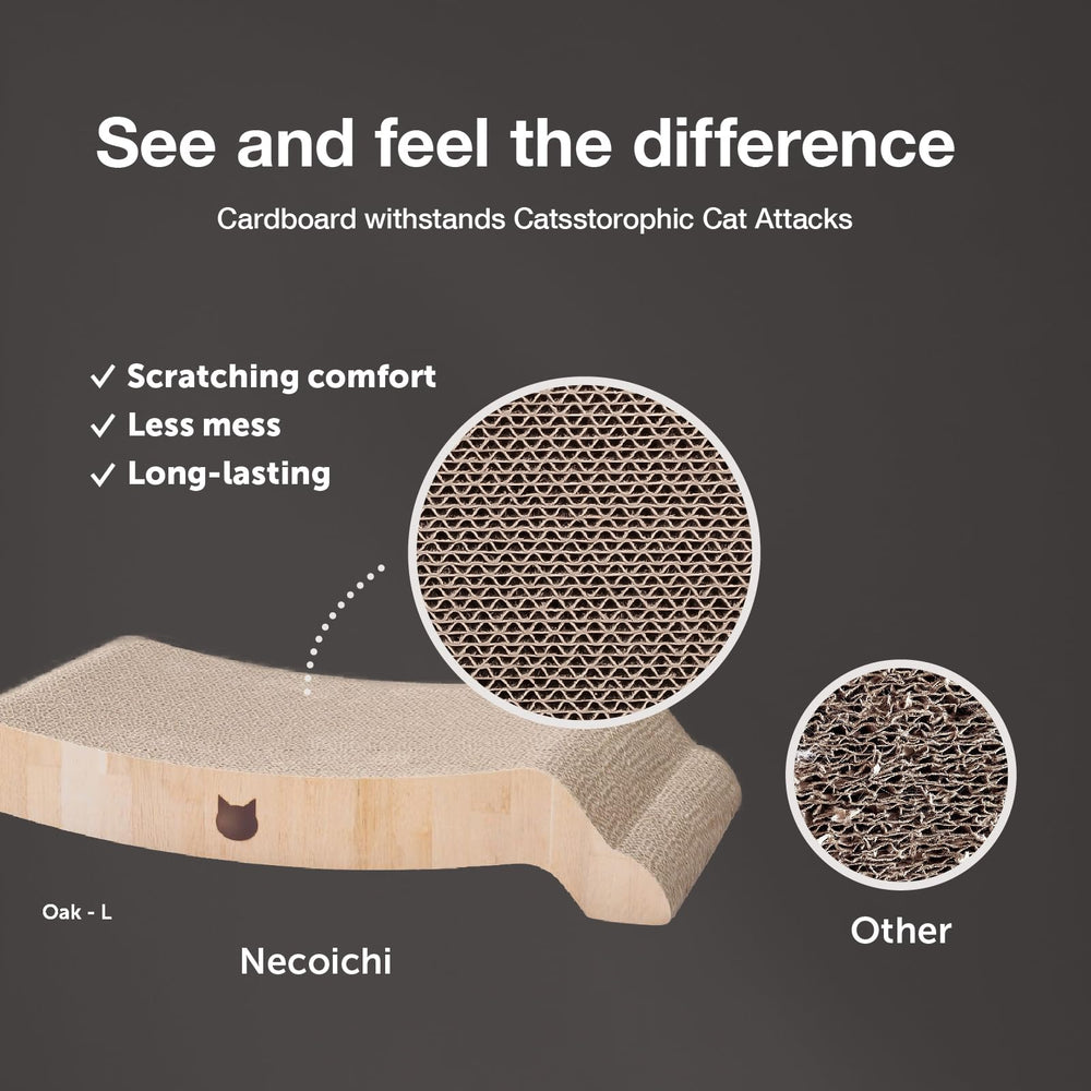 猫壱 Necoichi – lit en bois de chêne, solution esthétique pour griffage et repos.