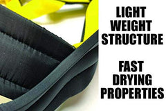 Harnais Neewa Sled Pro Petit jaune, vue arrière, rembourrage doux pour sessions longues