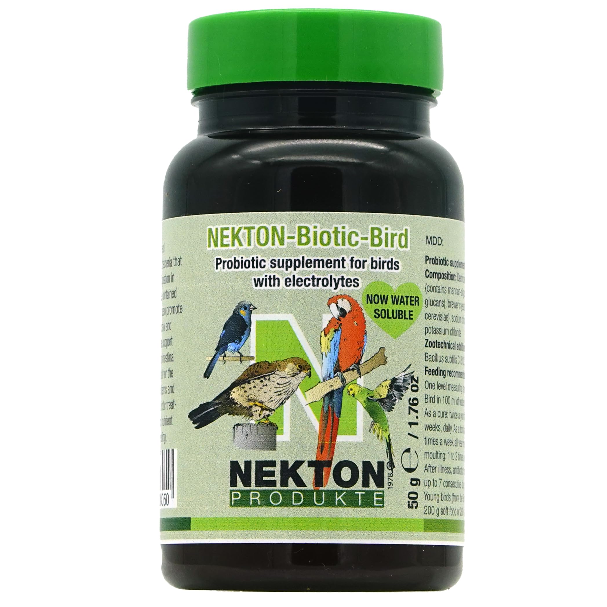Nekton Biotique Oiseau Probiotique, flacon 50 g prêt à être ajouté à l’alimentation.