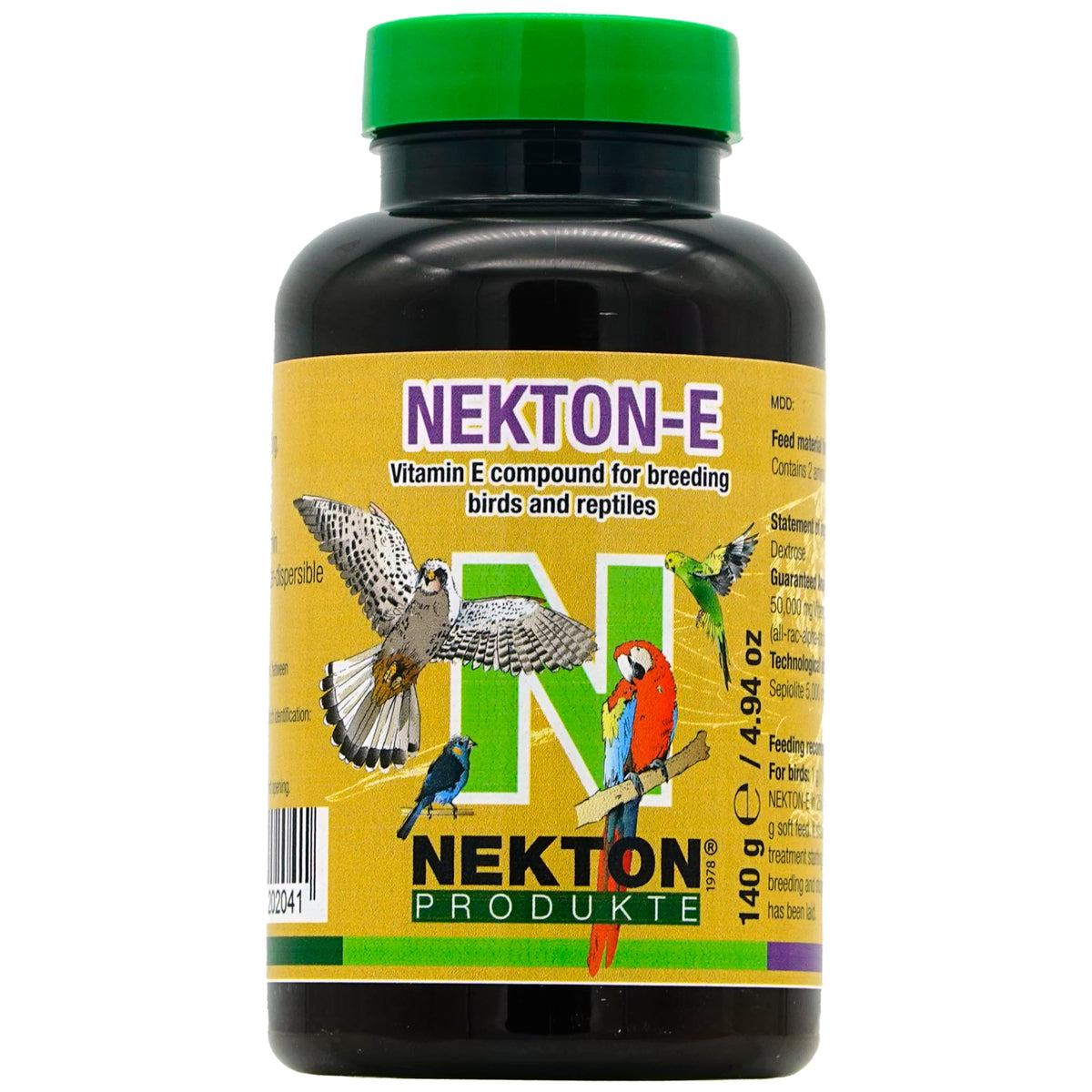 Nekton-E vitamine E pour oiseaux, flacon poudre pour dosage précis.