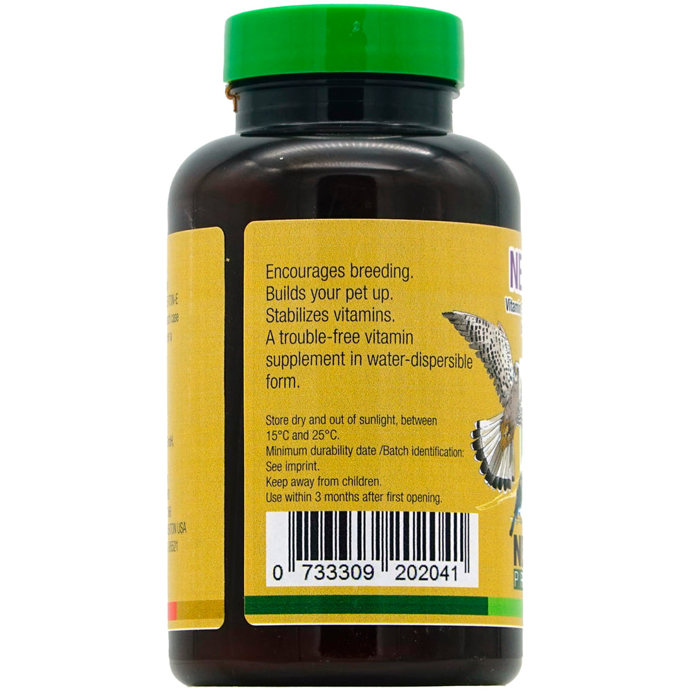 Nekton-E vitamine E pour oiseaux, adapté pour parcs zoologiques et élevages professionnels.