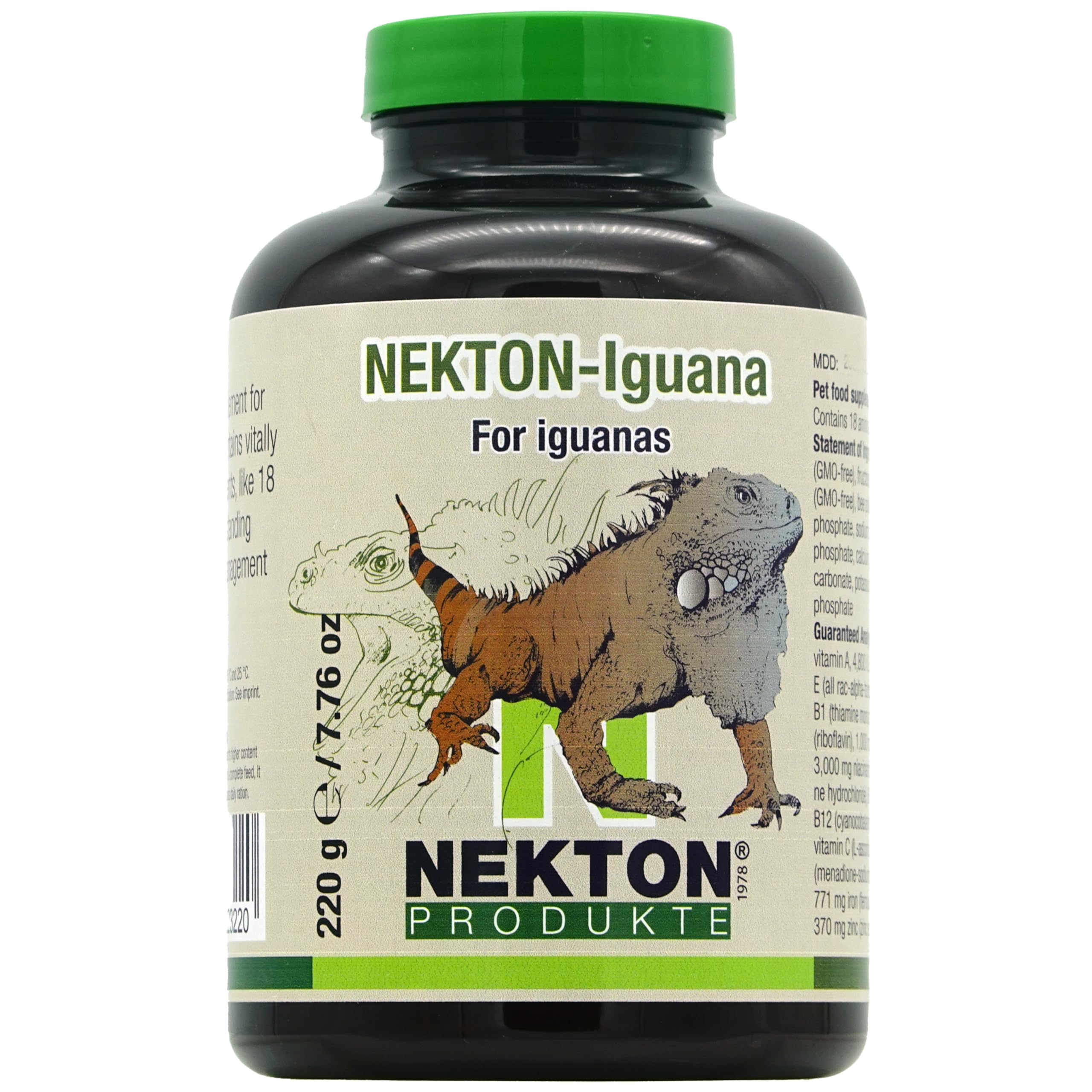 Nekton Iguana Vitamins, bouteille: soutien pratique pour la nutrition quotidienne des iguanes verts.