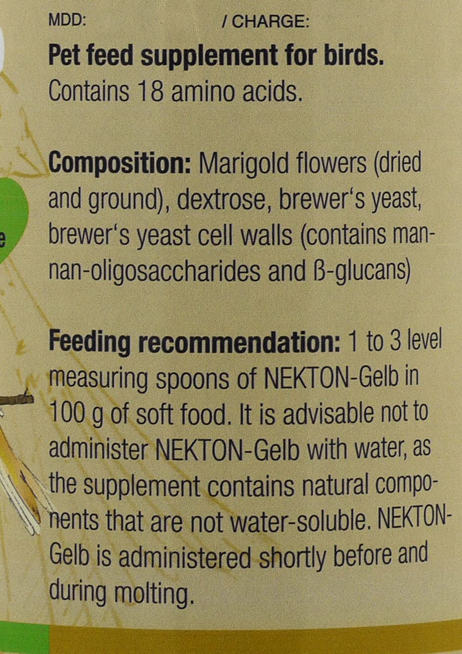 Nekton Jaune: coloration des plumes et reflets éclatants
