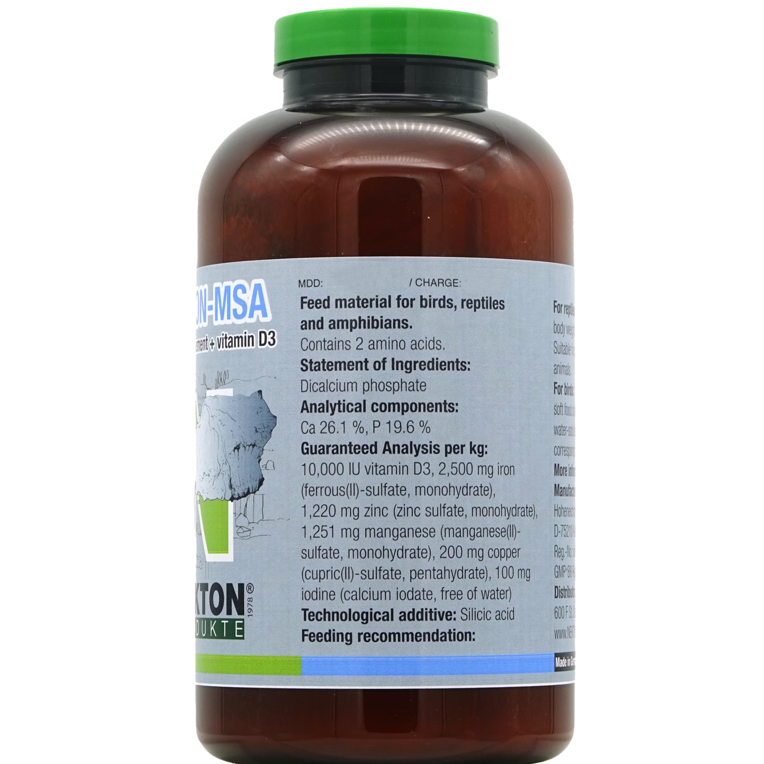 Nekton MSA doseur et bouteille – vue claire, dosage facilité pour une nutrition homogène.