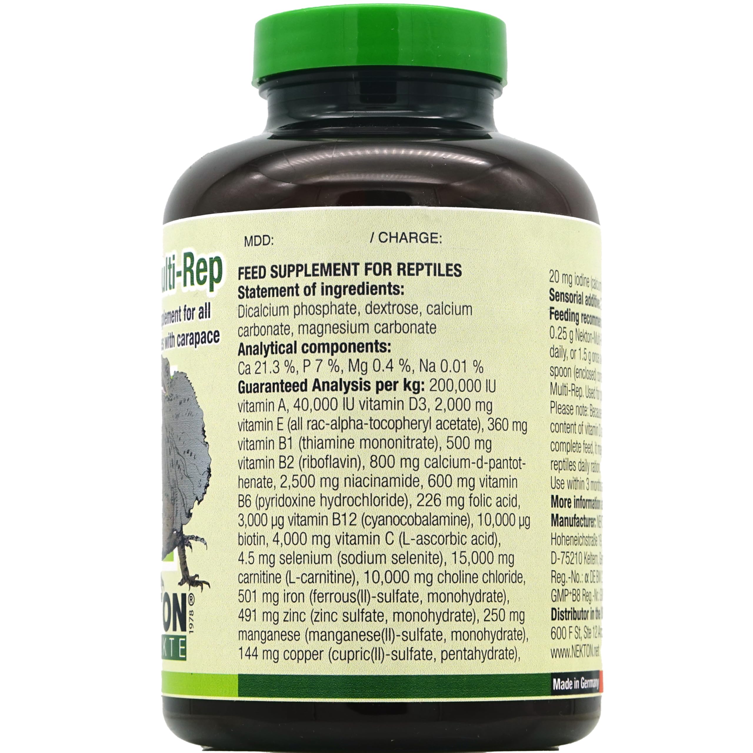 Nekton Multi-Rep ingrédients clés calcium et potassium pour reptiles