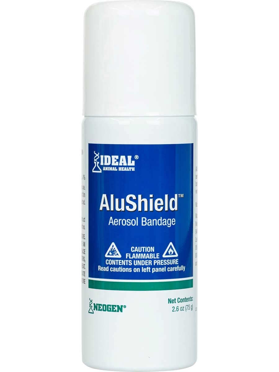 Neogen Ideal AluShield — bouteille aérosol offrant une protection rapide des plaies mineures chez les animaux.
