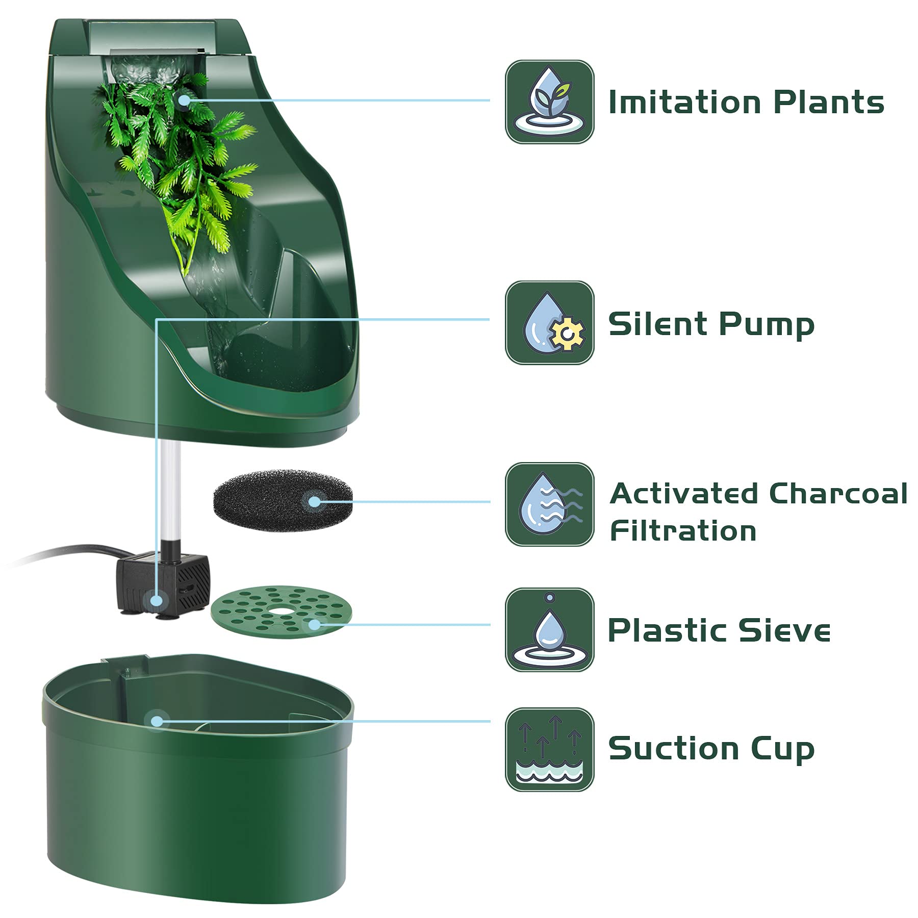 NEPTONION Cantine Reptile: goutte à goutte réglable pour un débit adapté.