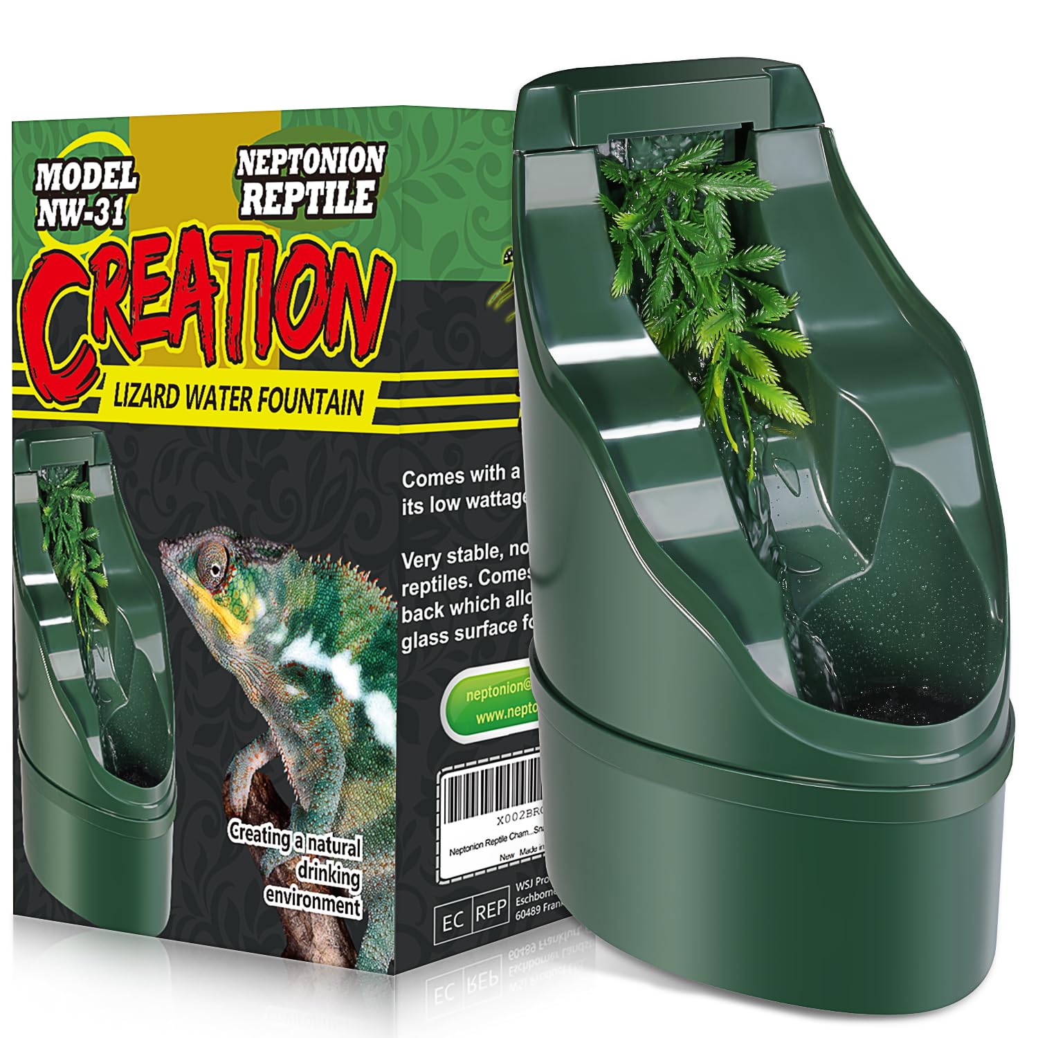 NEPTONION Cantine Reptile: ventouse arrière stable pour montage sur vitre.