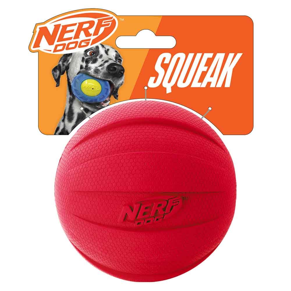 Balle Nerf pour chien en caoutchouc avec sifflet, idéale pour les relances.