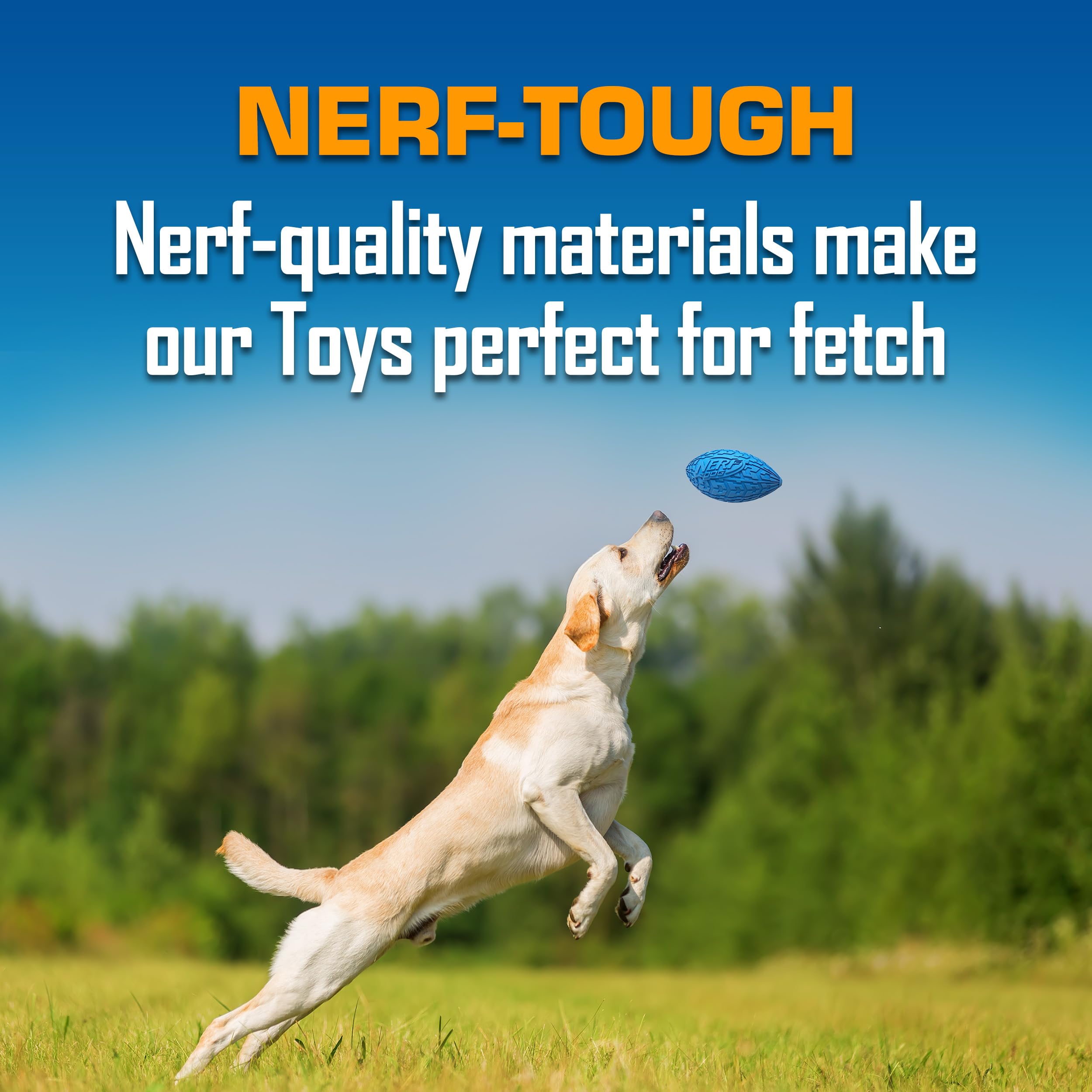 Nerf Dog Checker Crunch Ball, en action, couleurs vives facilitant le suivi.