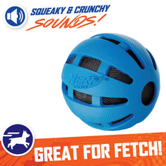 Nerf Dog balle durable caoutchouc bleu pour mordillage répété.