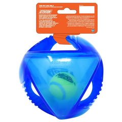 Balle Nerf Dog rumble avec balle tennis intérieure bleu pour stimulation.