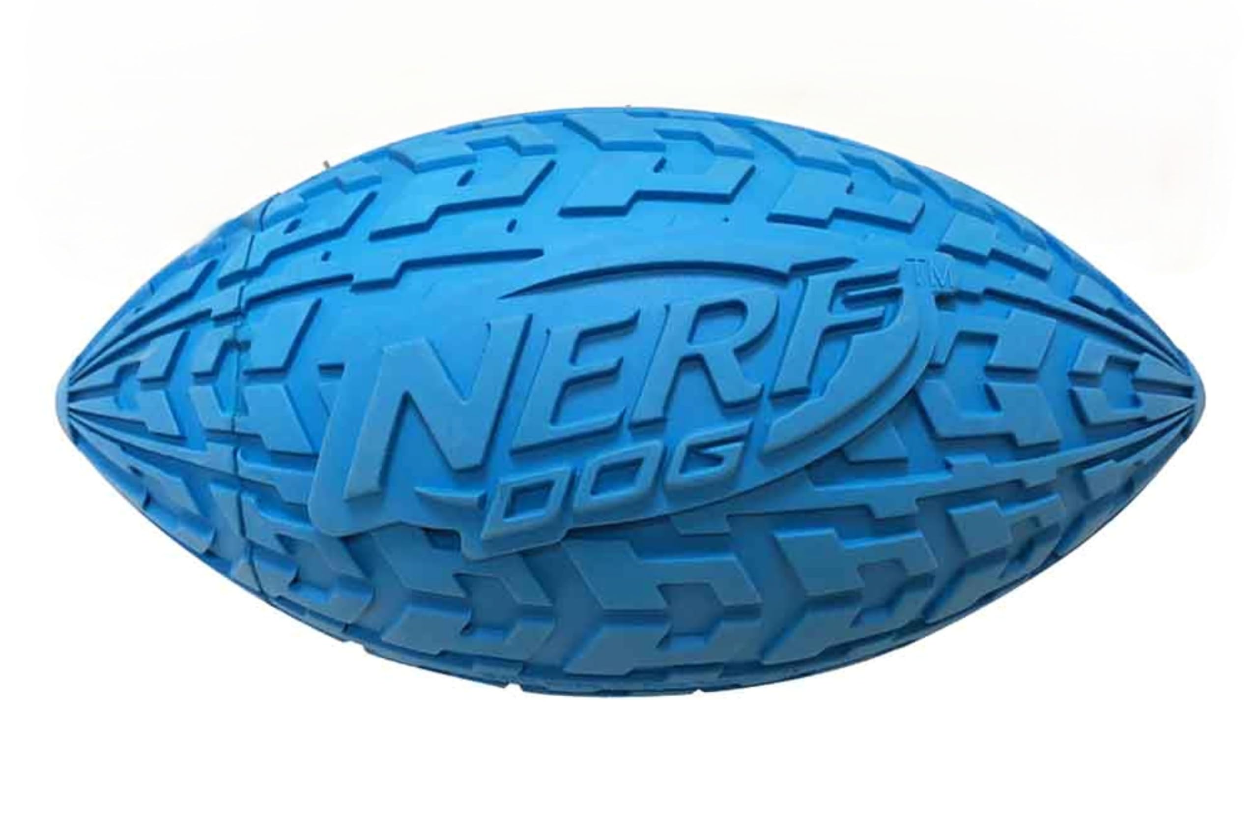 Nerf Dog Ballon-football tire-siffle bleu, parfait pour rapporter le jouet actif.
