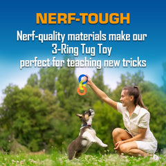 Nerf Dog, jouet extérieur résistant à l'eau, idéal pour parc ou plage.