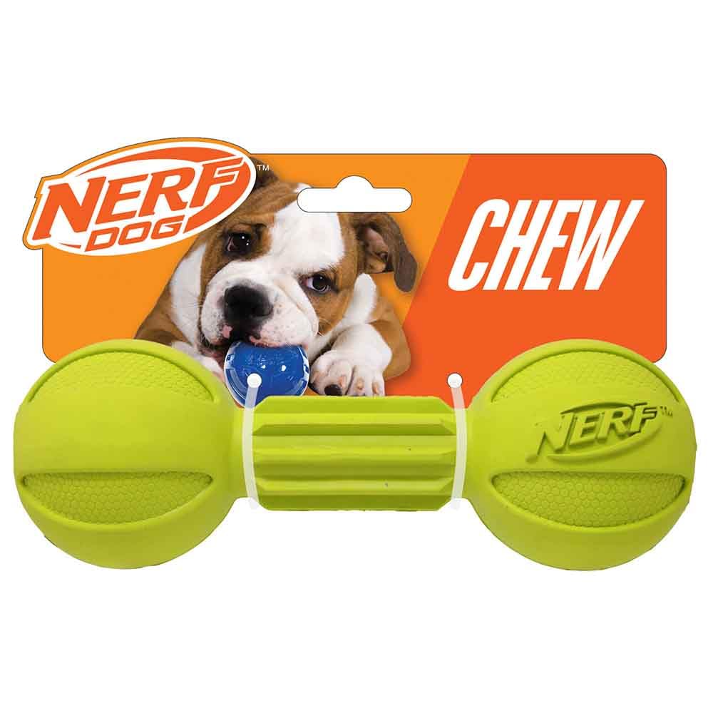 Nerf Dog haltère en caoutchouc: prise facile pour jeux durable.