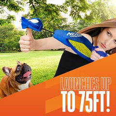 Nerf Dog nylon bleu-vert, oiseau de lancer idéal pour les sessions en extérieur.