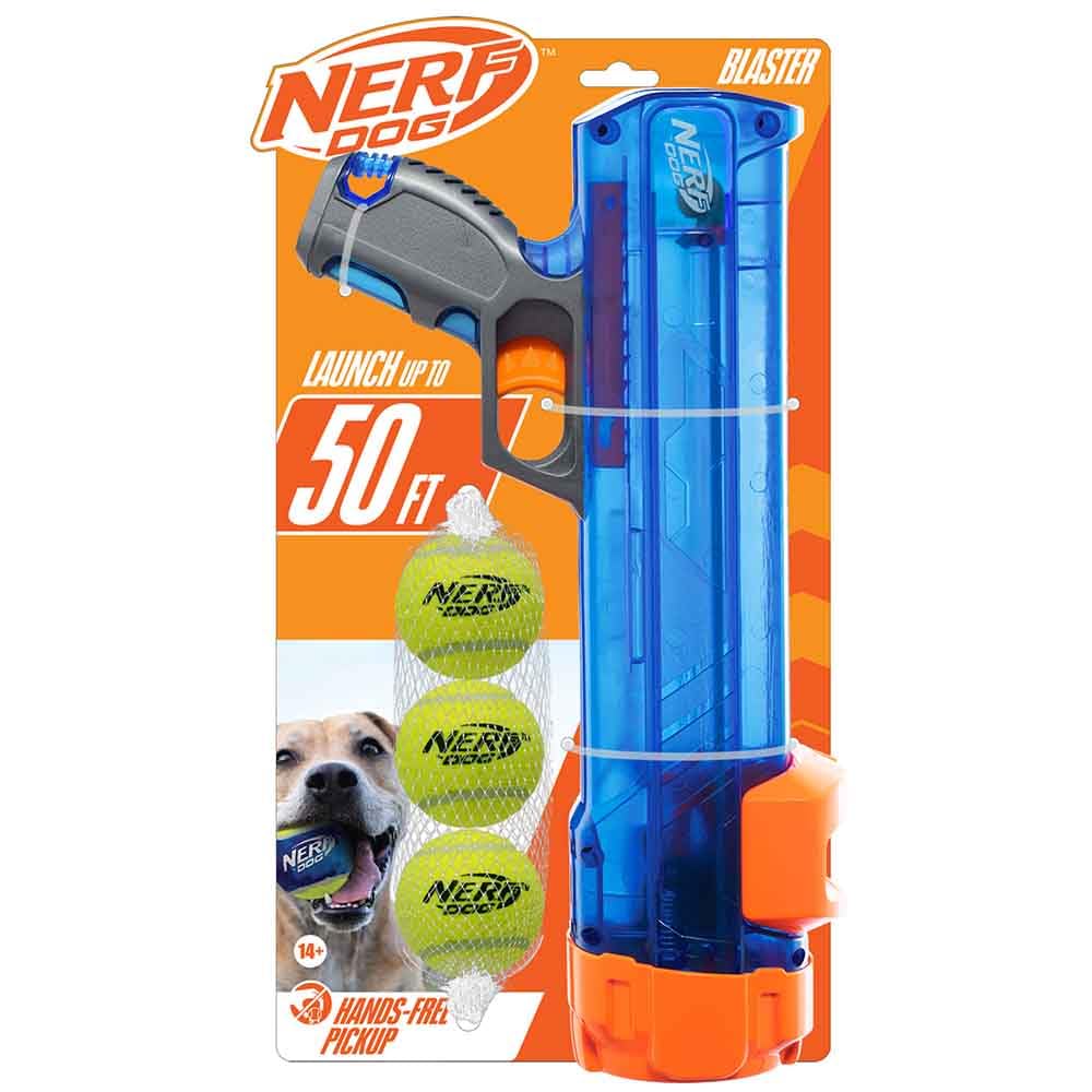 Lanceur Nerf Dog bleu translucide pour sessions en extérieur
