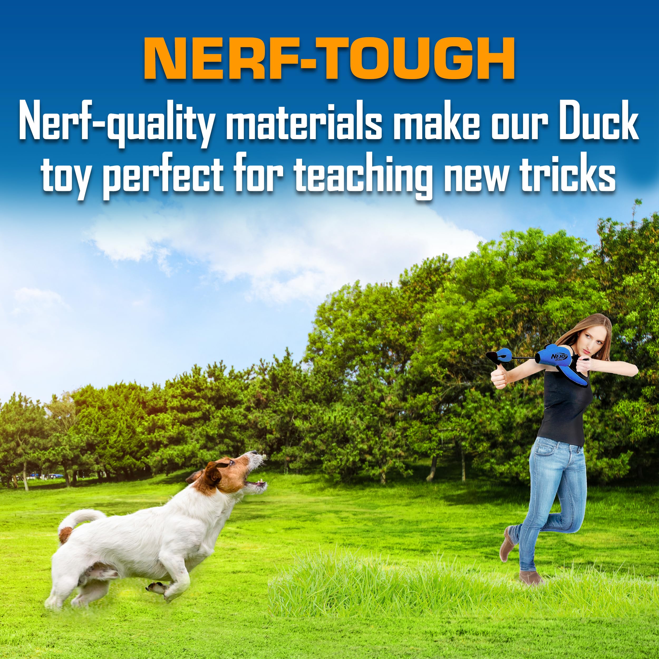 Nerf Dog Longueur 16,5 Pouces, canard taille adaptée pour chiens moyens et grands.
