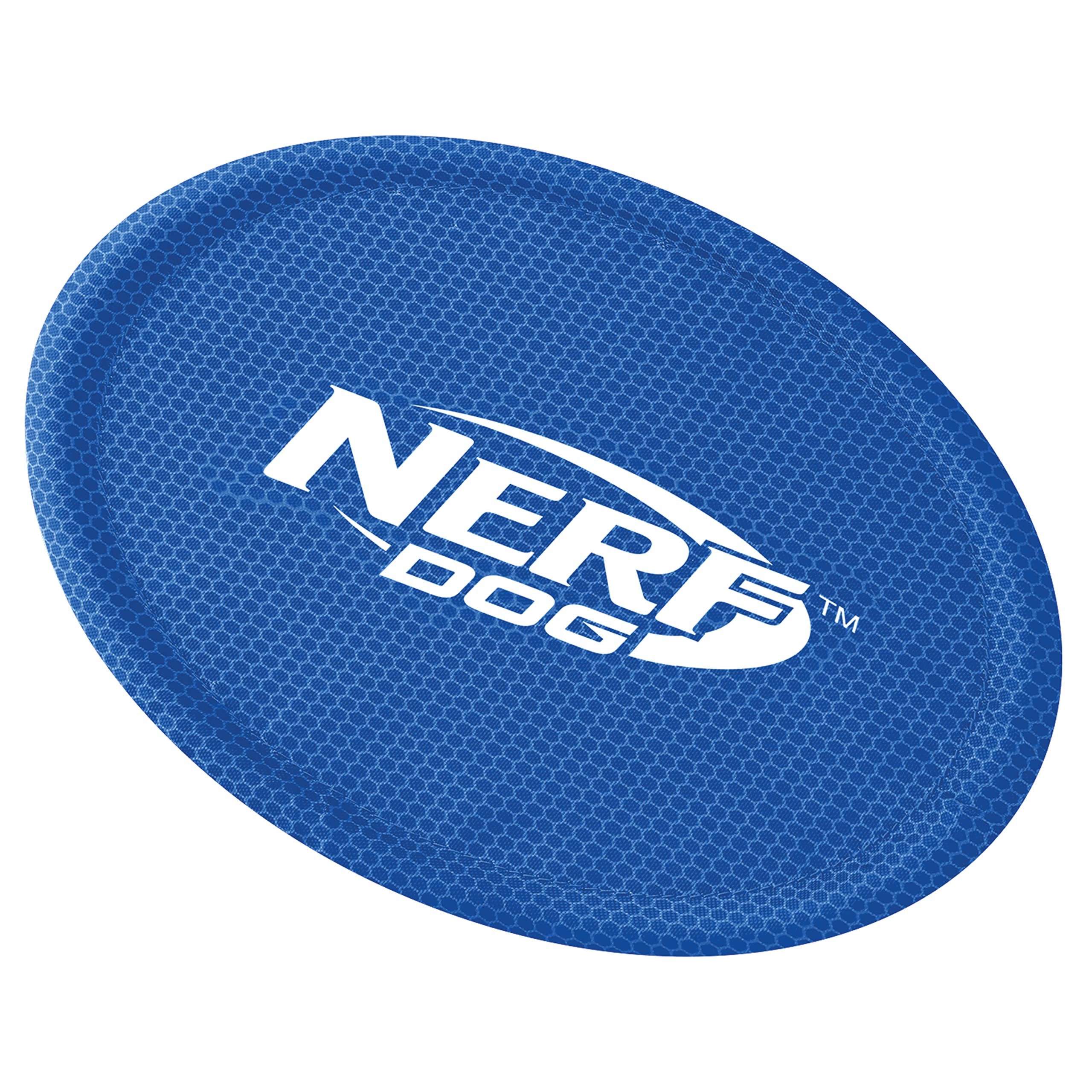 Nerf Dog Nylon Flyer disque bleu très visible pour suivre la trajectoire.