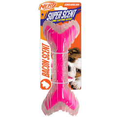 Nerf Dog os senteur bacon rose clair 9po: mordillage durable et stimulation sensorielle.