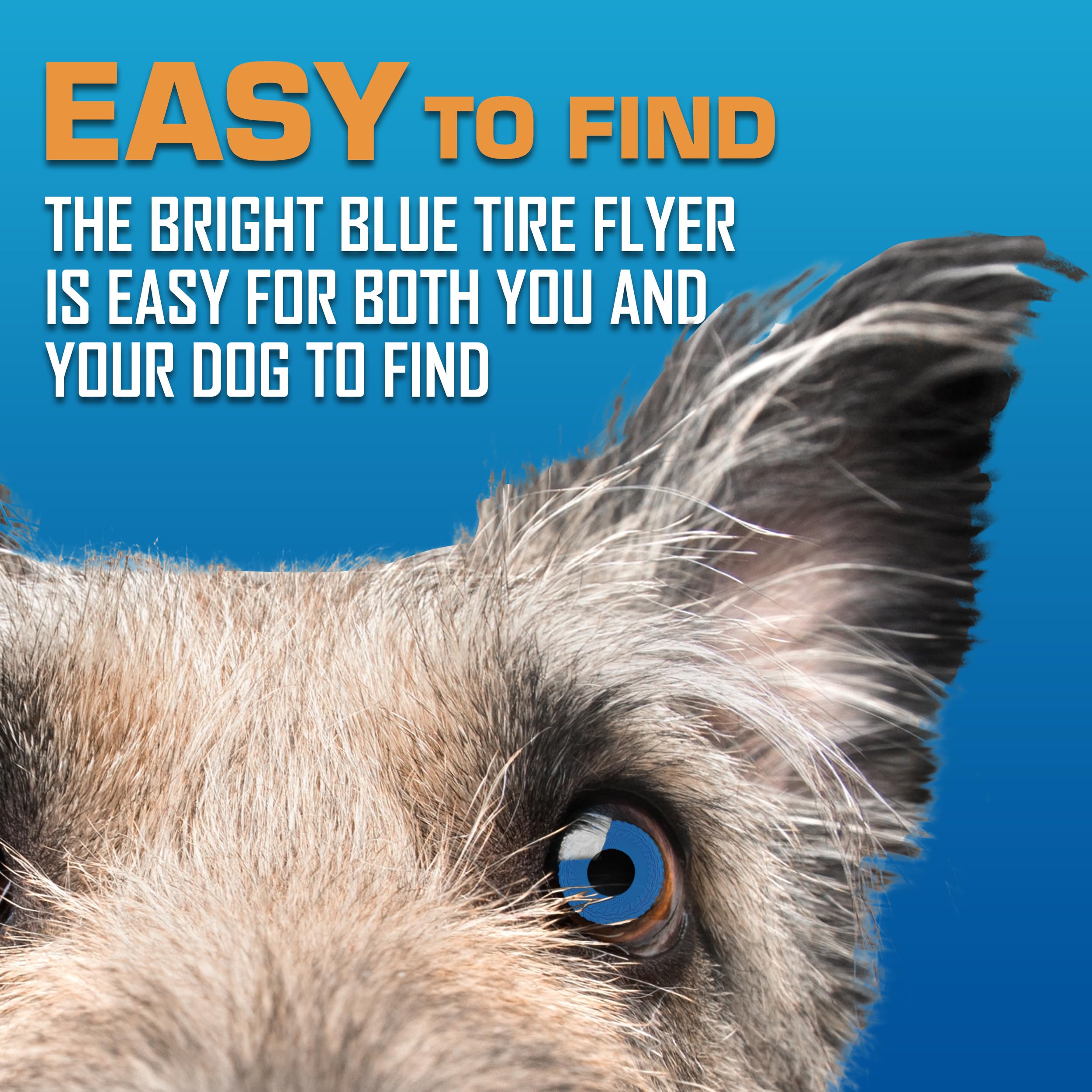 Disque-volant Nerf Dog Tire Flyer bleu, parfait pour le plein air et le parc.
