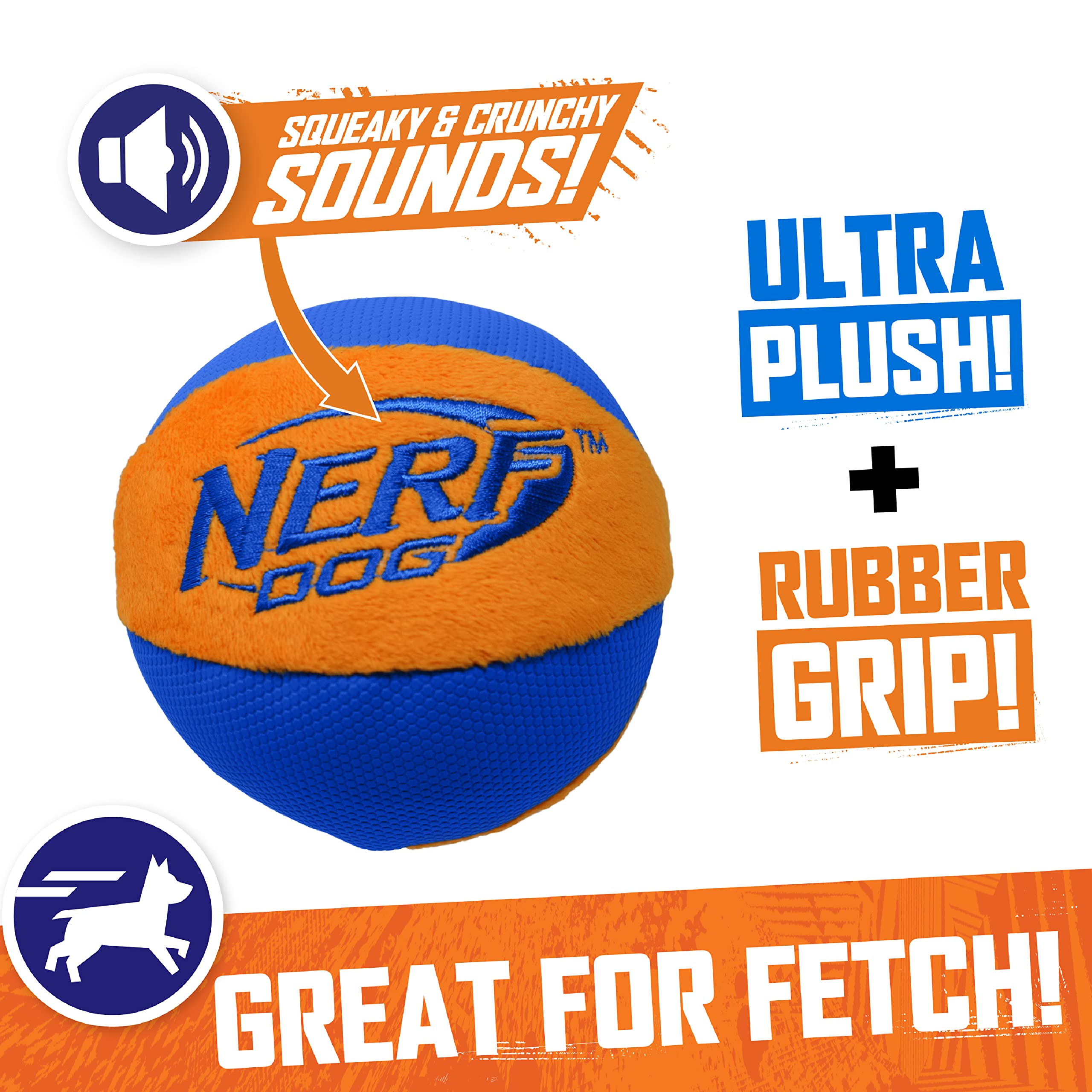 Nerf Dog Trackshot Ball taille moyenne/grande, idéale pour chiens actifs.