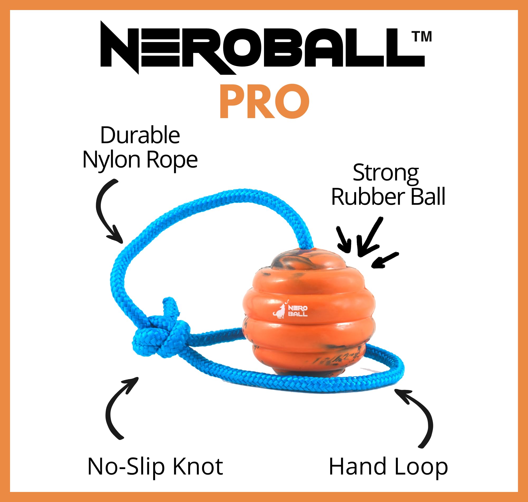 Nero Ball Pro : corde et poignée en nylon pour lancer à distance en sécurité.