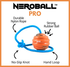 Nero Ball Pro : corde et poignée en nylon pour lancer à distance en sécurité.