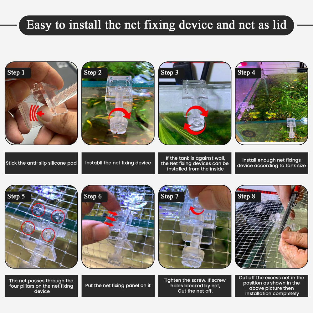 NestBasics attaches-reseau-aquarium, fixation solide et ajustable.