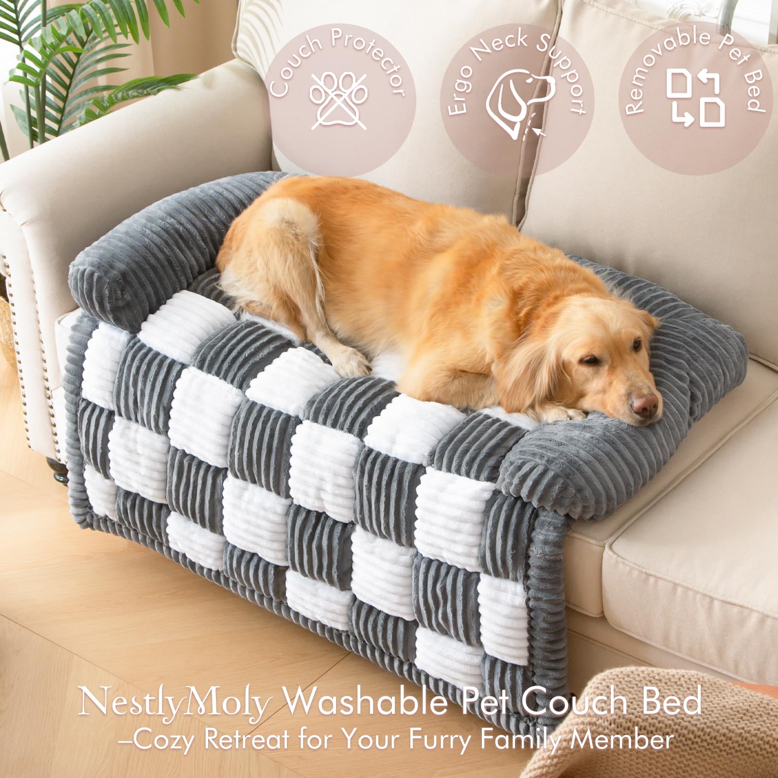 NestlyMoly lit canapé orthopédique offrant soutien et stabilité sur canapé.