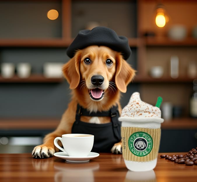 Nestpark Pup'kin Latte Épicé : jouet-chien avec couineur intégré, divertit et stimule.