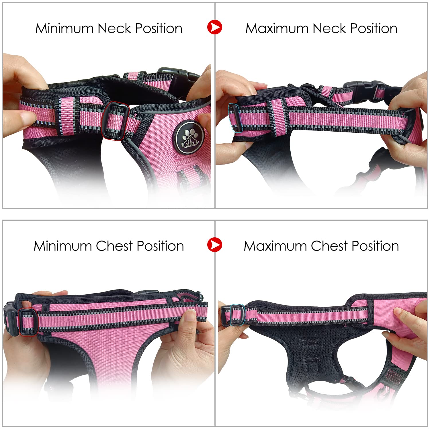 Harnais NESTROAD rose, rembourrage confortable protège la peau pendant la marche.