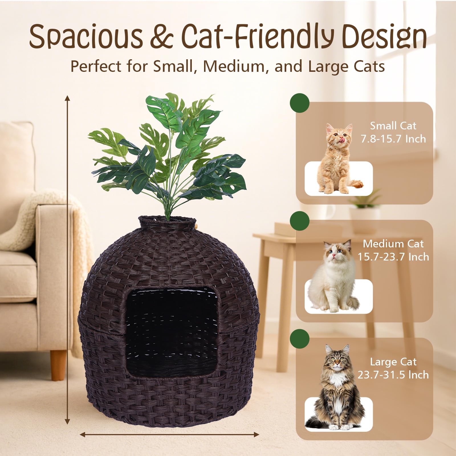 Neti Neti habillage litiere chat rotin compact espace prive pour le chat.