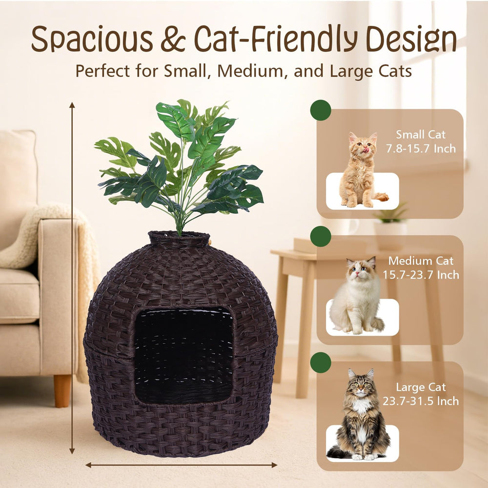 Neti Neti habillage litiere chat rotin compact espace prive pour le chat.