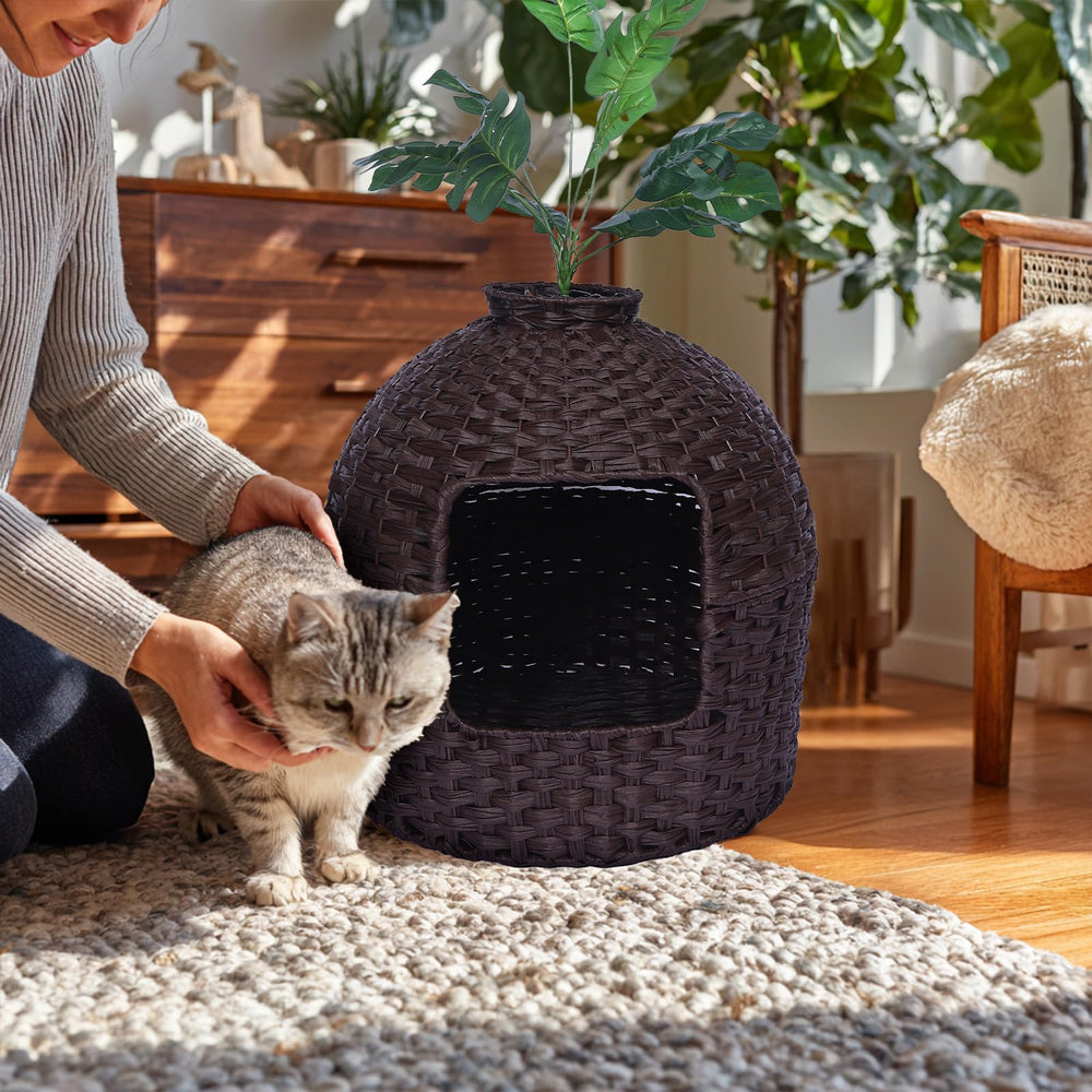 Neti Neti litiere chat rotin balcon salon discret et pratique.