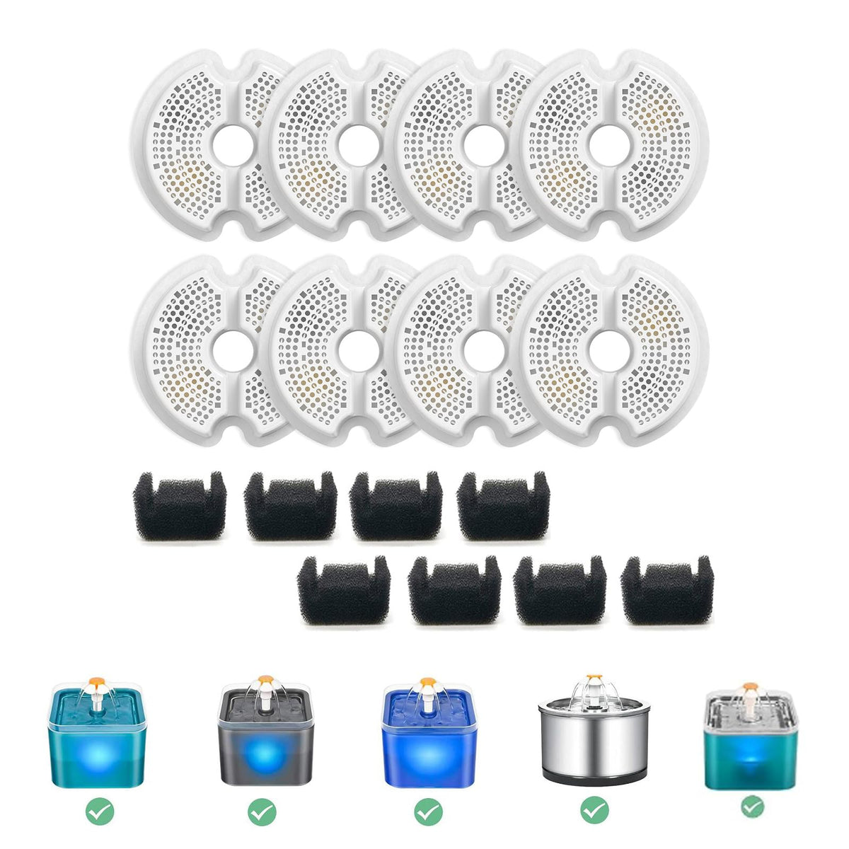 Filtre NeucomBBT 8-pack avec éponges pour fontaine, réduction débris.