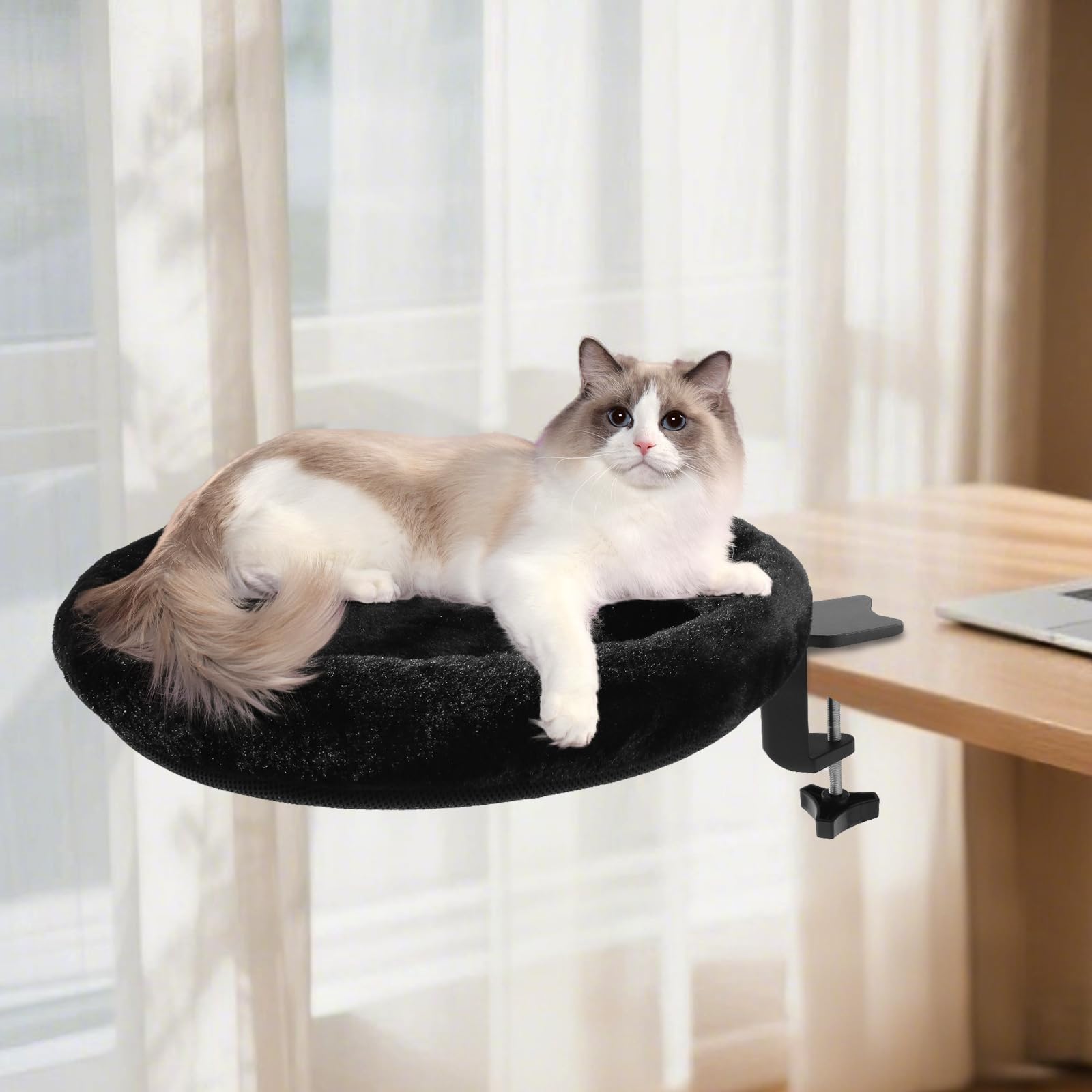 NEVESYKCUL lit de bureau pour chat: confort près de votre poste de travail.