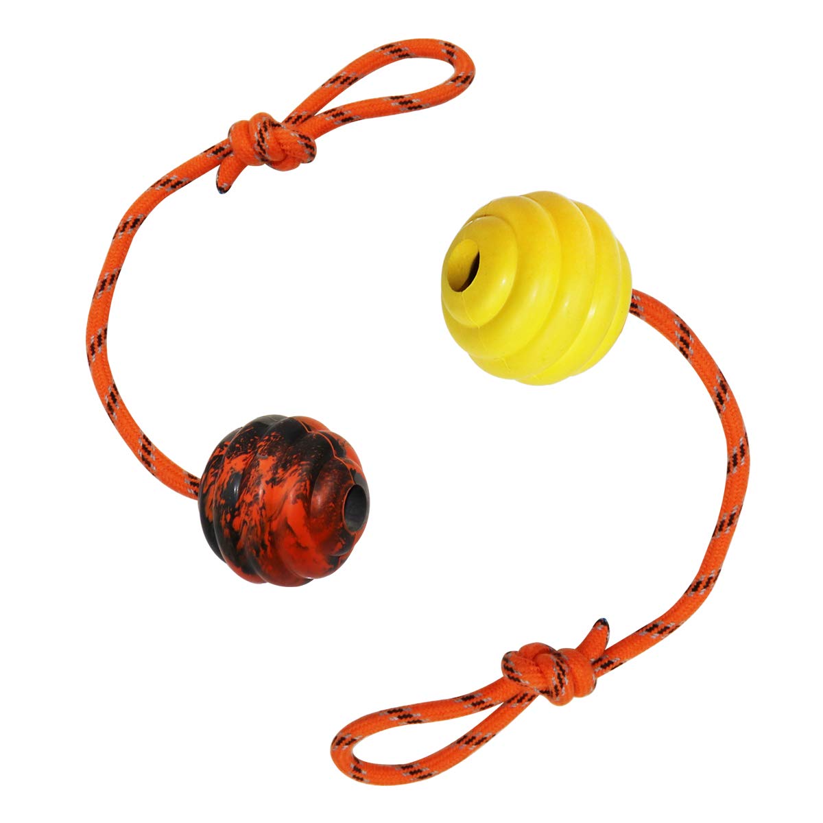 Balle Nevperish en caoutchouc naturel avec corde, pratique pour les jeux robustes.
