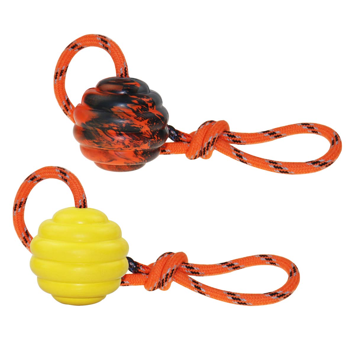 Balle d'entraînement Nevperish avec corde pour chien, idéale pour le tir et le retour.