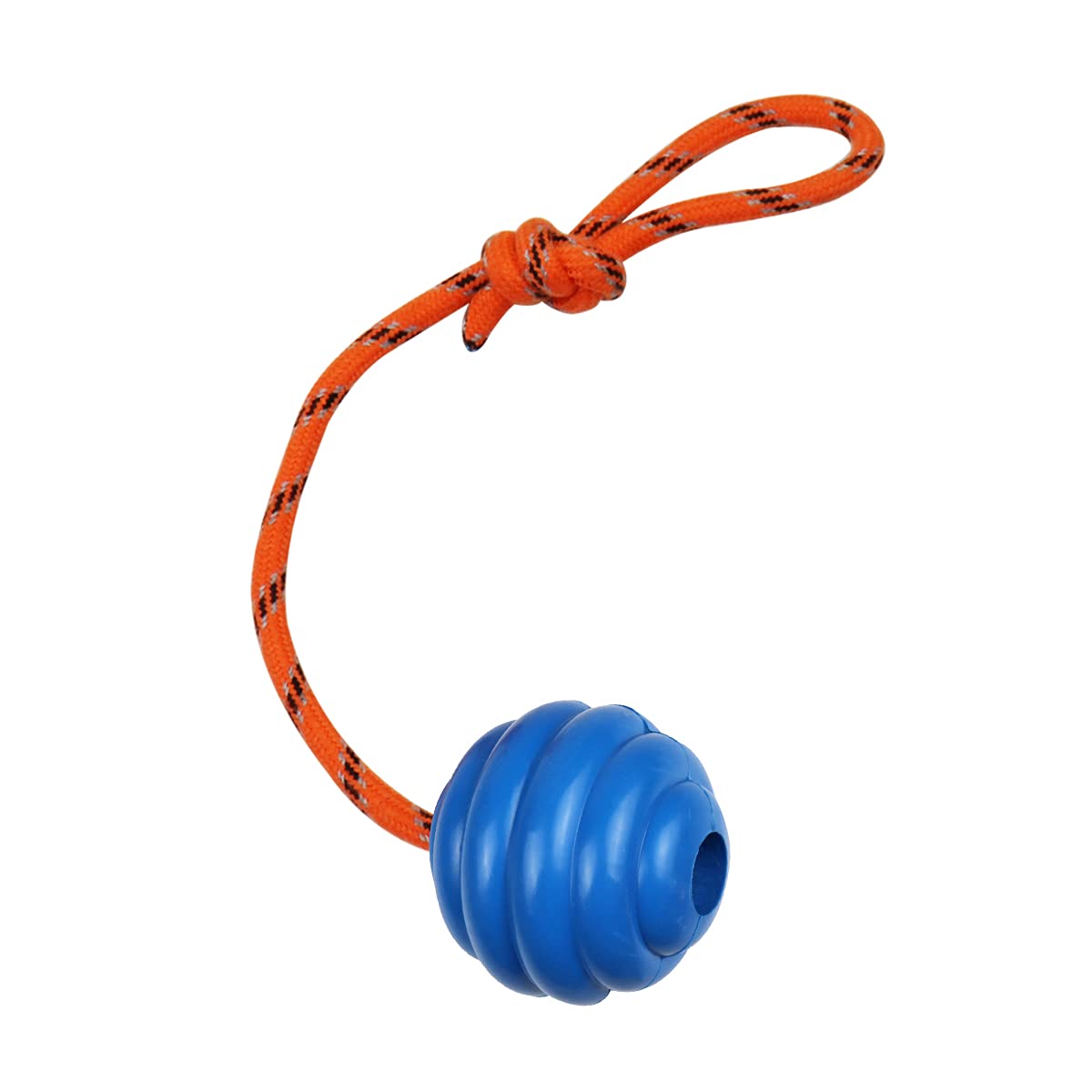 Nevperish balle indestructible K9 avec corde bleu, résistance adaptée pour chiens actifs.