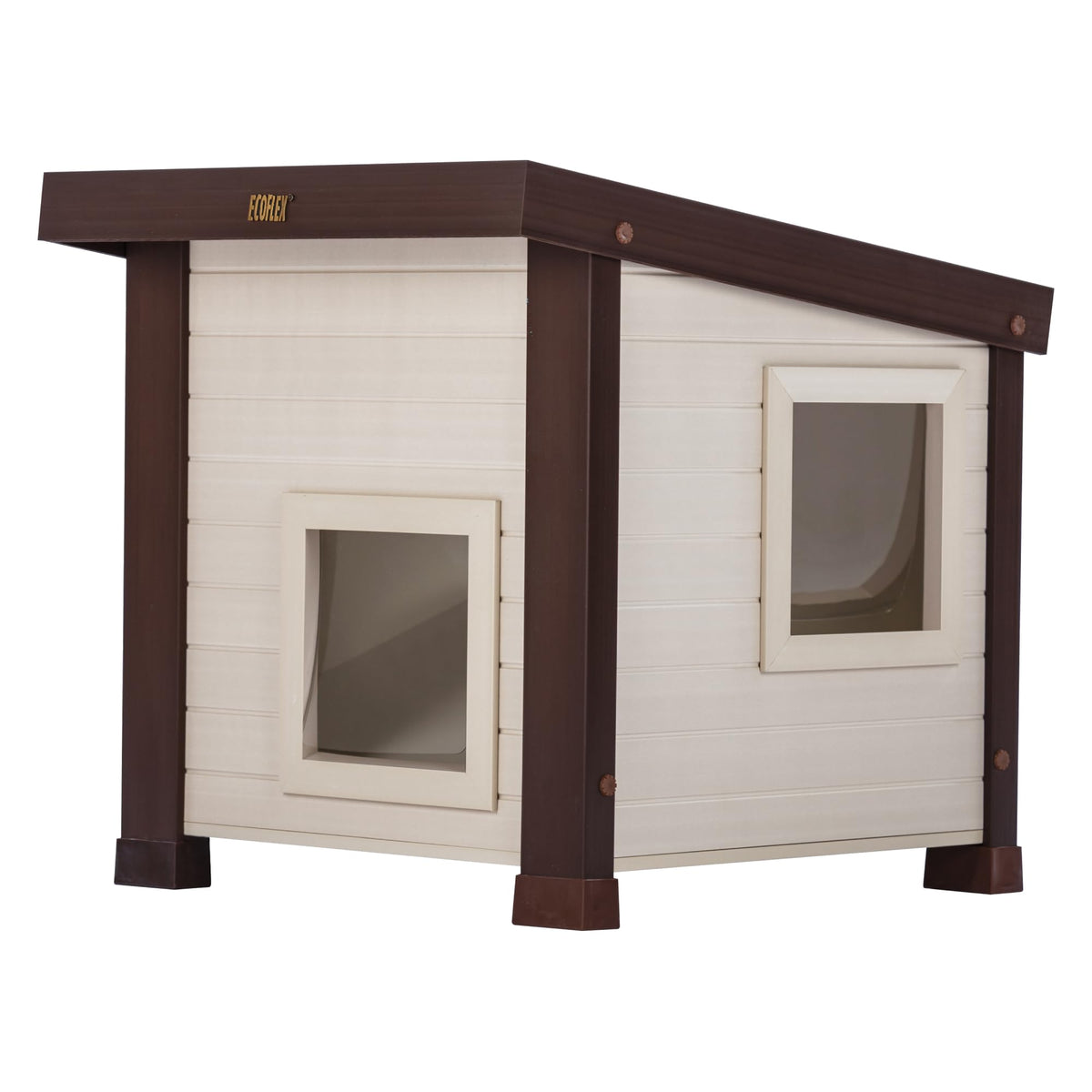Abri extérieur New Age Pet ECOFLEX Albany pour chats, durable et facile à nettoyer.